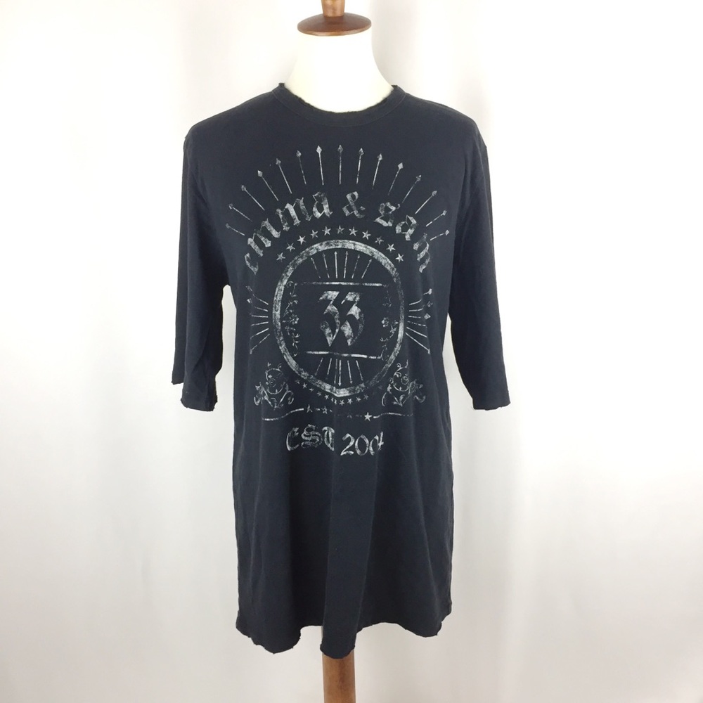 New Emma & Sam Black Logo Distressed T-Shirt (S)
